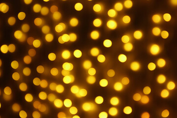 Abstract blur golden bokeh light Christmas holiday background