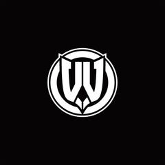 VV Logo monogram with shield and circluar shape design tamplate