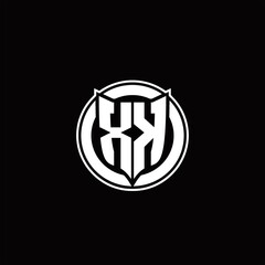 XK Logo monogram with shield and circluar shape design tamplate