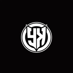 YK Logo monogram with shield and circluar shape design tamplate