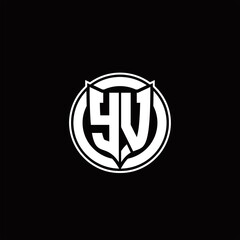 YV Logo monogram with shield and circluar shape design tamplate