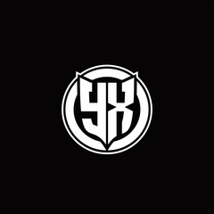 YX Logo monogram with shield and circluar shape design tamplate