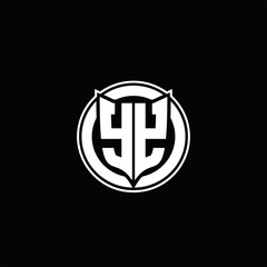YY Logo monogram with shield and circluar shape design tamplate