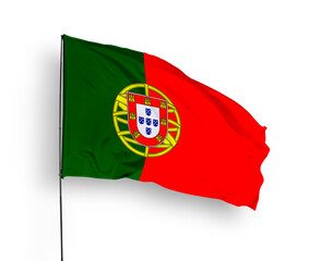 Portugal flag isolated on white background. close up waving flag of Portugal. flag symbols of Portugal. Concept of Portugal.