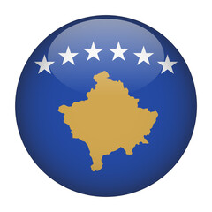 Kosovo 3D Rounded Country Flag button Icon