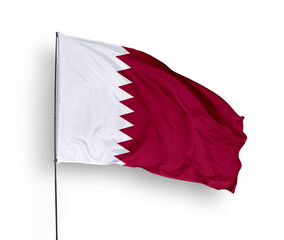 Qatar flag isolated on white background. close up waving flag of Qatar. flag symbols of Qatar. Concept of Qatar.