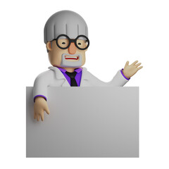 Professor 3D Cartoon Design standing behind a whiteboard