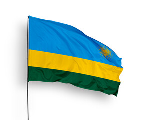 Obraz premium Rwanda flag isolated on white background. close up waving flag of Rwanda. flag symbols of Rwanda. Concept of Rwanda.