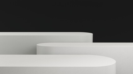 3D render podium, showcase on dark background with green tropical leaves of plants. Abstract natural,organic background for advertising products, spa body care, relaxation, health.	
