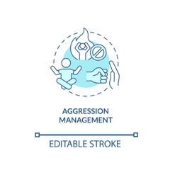 Aggression management concept icon. Parenting tip for ADHD abstract idea thin line illustration. Improve child behavior. Help with self-control. Vector isolated outline color drawing. Editable stroke