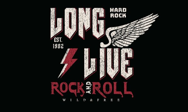 Hard Long Live Rebel and roll, feel freedom vector vintage print design for t-shirt and others wing rock vector design 1