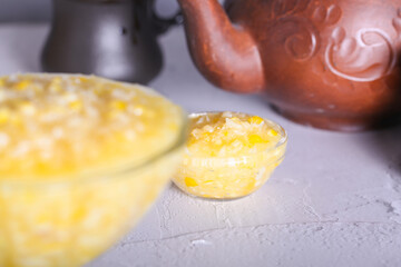 lemon ground with sugar is on the table