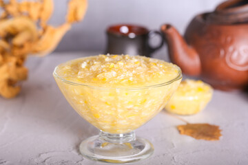 lemon ground with sugar is on the table