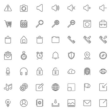 Basic ui line icons set
