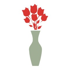 red tulip flower in the cute vase vector design