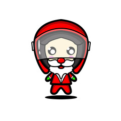 Cute Character Santa With Helmet