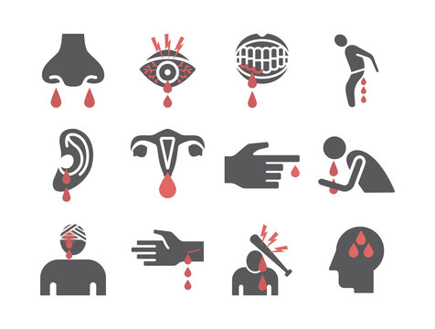 Bleeding icons set. Infographic. Vector signs for web graphics.