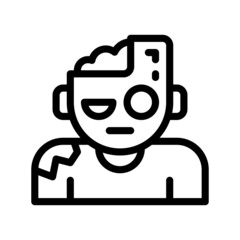 Zombie icon in line style. Vector illustration for Halloween event. EPS 10