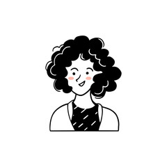 Cute children portrait, girl icon, flat design.