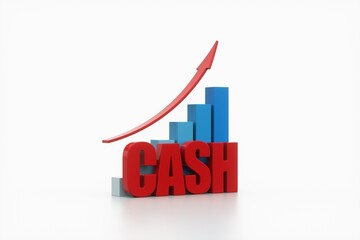 chart and arrow with cash,business concept, 3d rendering.