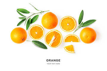 Orange citrus fruits creative layout.