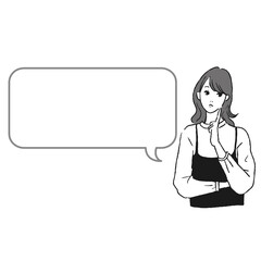 考え事をしている女性のベクターイラスト