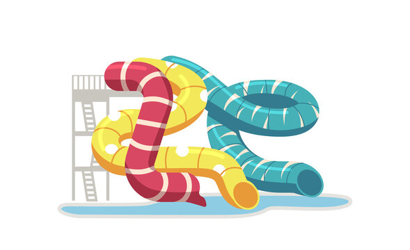 recommend clip art: Water Slides, Colorful Plastic Pipes or Tubes, Aquapark and Swimming Pool Equipment, Items for Amusement Park