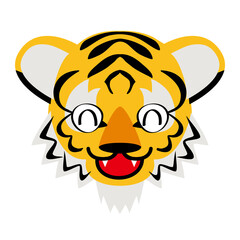 年賀状素材　寅年｜笑顔のシンプルな虎のキャラクター　漫画　トラ　アイコン　イラスト