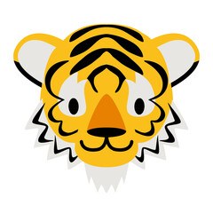 年賀状素材　寅年｜笑顔のシンプルな虎のキャラクター　漫画　トラ　アイコン　イラスト