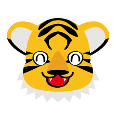 年賀状素材　寅年｜笑顔のシンプルな虎のキャラクター　漫画　トラ　アイコン　イラスト