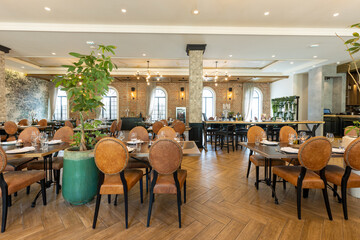 Interior of a modern hotel restaurant
