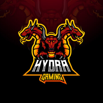 Hydra mascot logo design vector with modern illustration concept style for badge, emblem and t shirt printing. Angry hydra dragon illustration for gaming, esports or team