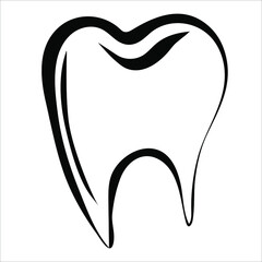 Tooth icon. Simple vector illustration in doodle style.
