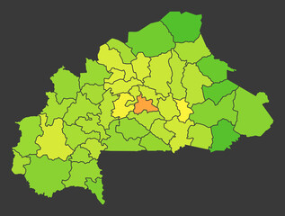 Burkina Faso population heat map as color density illustration