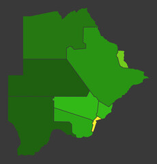 Botswana population heat map as color density illustration