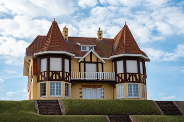 Houses of De Haan or Le Coq sur Mer small coastal village in Belgium