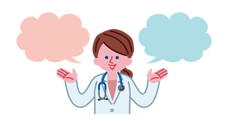 医者(女性)、吹き出し