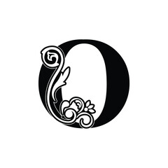 letter O flower  ornament. Vector logo. Monogram alphabet. Beautiful floral capital letters

