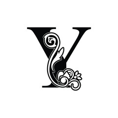 letter Y flower  ornament. Vector logo. Monogram alphabet. Beautiful floral capital letters
