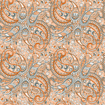 Floral Paisley colorful seamless vector ornament