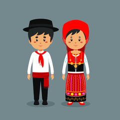 Couple Character Wearing Portuguese National Dress
