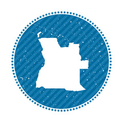 Angola striped retro travel sticker. Badge with map of country, vector illustration. Can be used as insignia, logotype, label, sticker or badge of Angola.