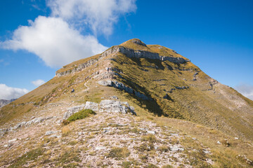 Panoramic view of Monte Sibilla in the national park of Monti Sibillini, Marche, Italy