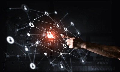 Creating modern wireless technologies as means of communucation and networking on dark background