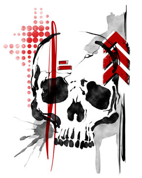 Abstrakt grunge Skull Tattoo Design.