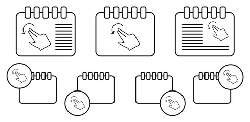 Rotate, gesture, finger vector icon in calender set illustration for ui and ux, website or mobile application