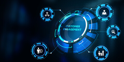 Business, Technology, Internet and network concept. Shows the inscription: CUSTOMER ENGAGEMENT. 3d illustration