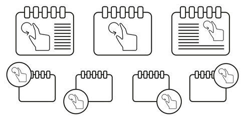 Rotate, finger, touch, hand vector icon in calender set illustration for ui and ux, website or mobile application