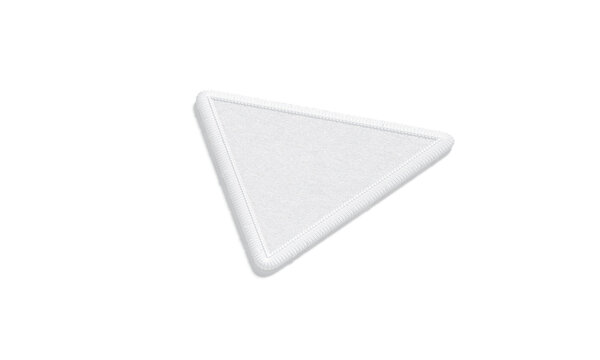 Blank White Triangle Embroidered Patch Mockup Lying, Side View