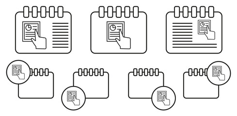 Fototapeta premium Document, finger, touch, gestures vector icon in calender set illustration for ui and ux, website or mobile application